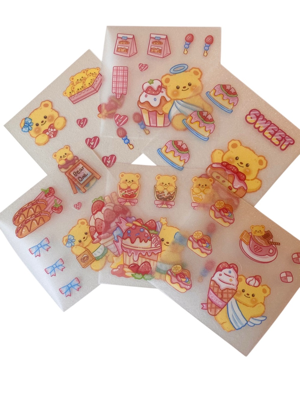 🛍️3/$20🛍️ Cute Yellow Bear Dessert Stickers - (6pcs)
